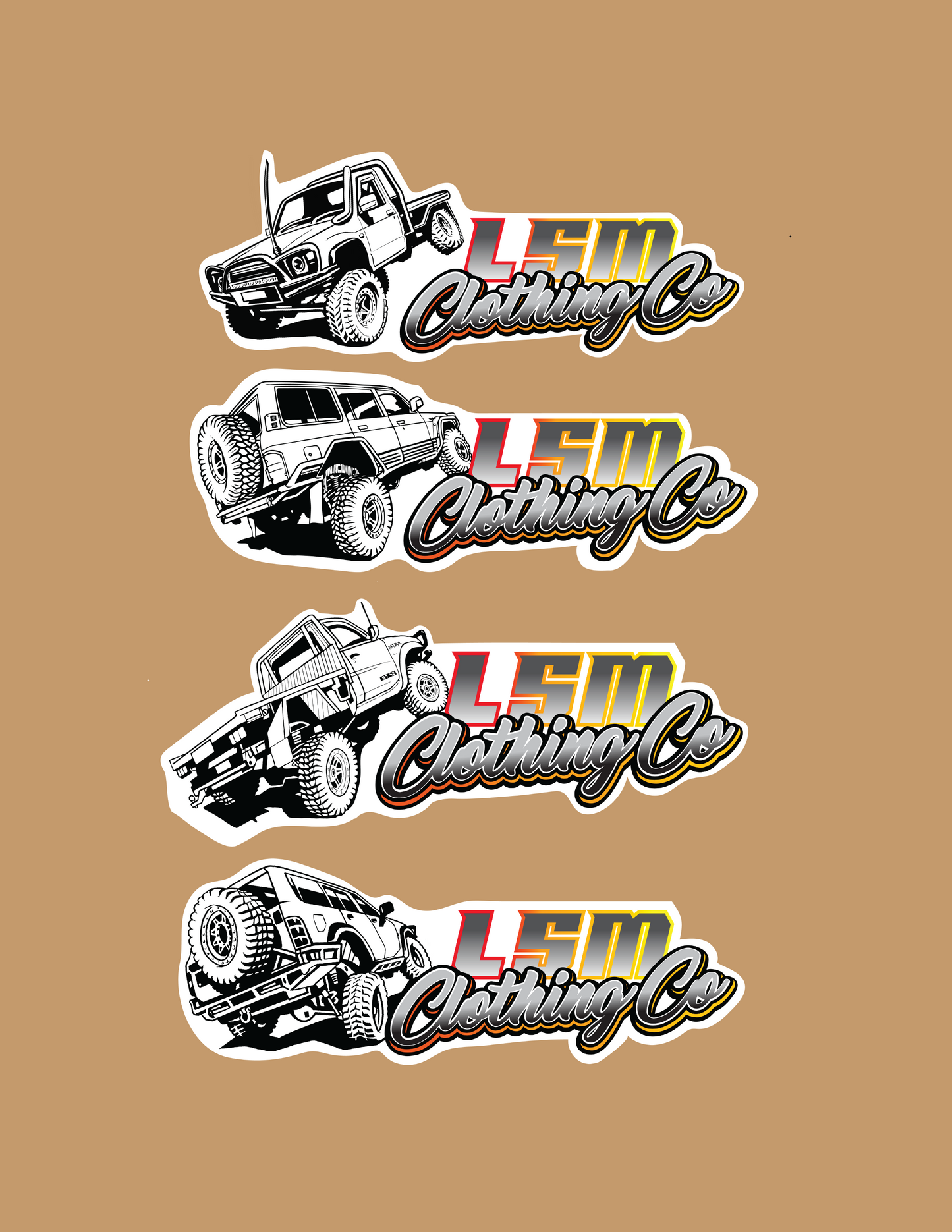 4WD Flex Design STICKERS - Nissan Patrol, Toyota Land Cruiser, Hilux