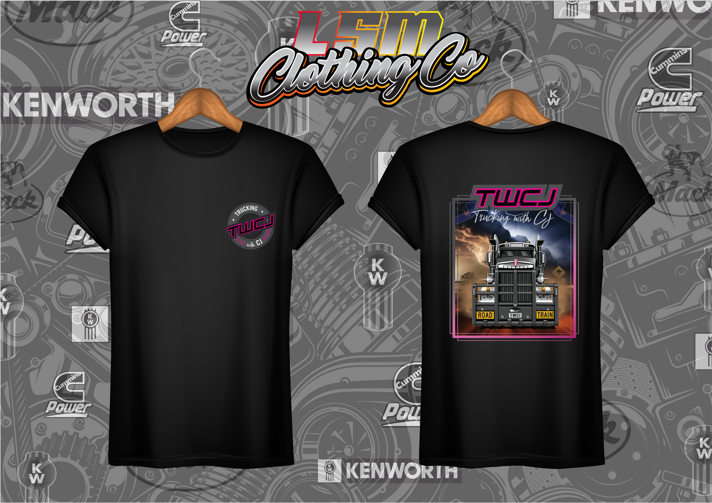 Trucking with CJ Kenworth T909 Design - T-Shirts