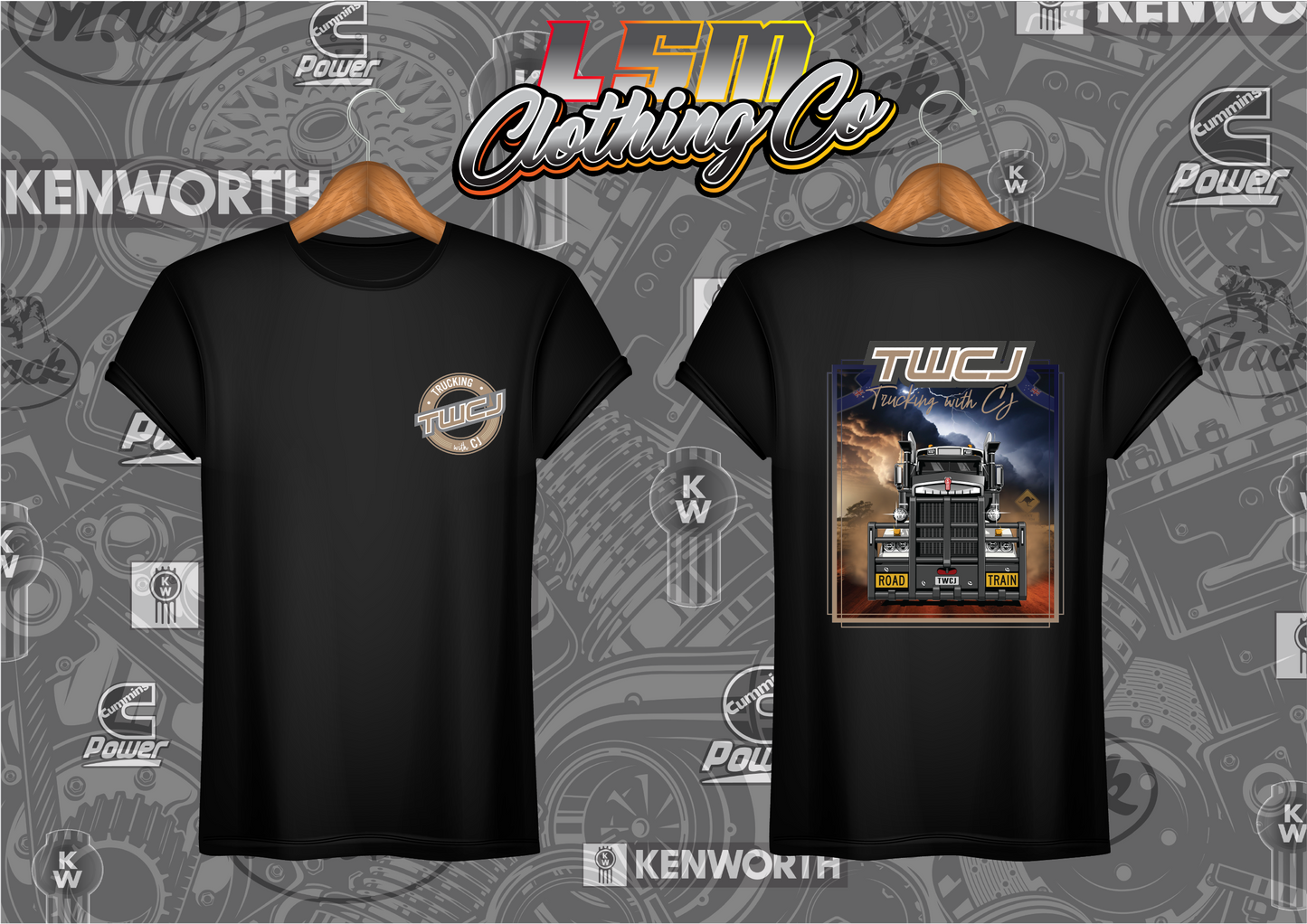 Trucking with CJ Kenworth T909 Design - T-Shirts