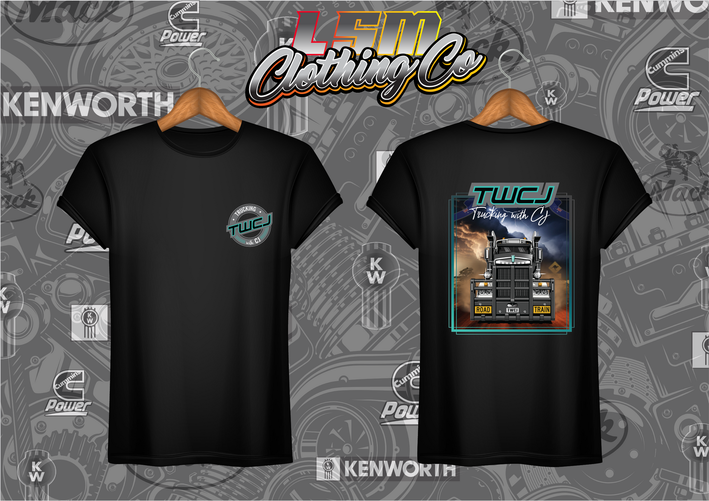 Trucking with CJ Kenworth T909 Design - T-Shirts